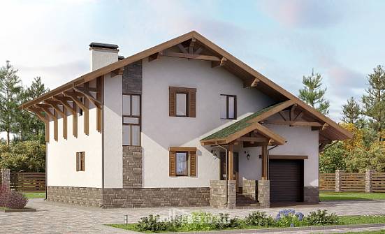 190-007-П Проект двухэтажного дома с мансардным этажом и гаражом, красивый домик из кирпича Кызыл | Проекты домов от House Expert