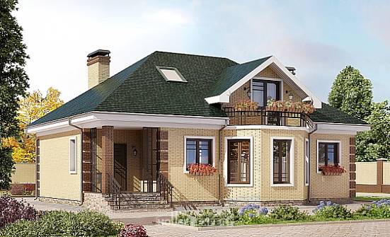 150-013-Л Проект двухэтажного дома мансардой, классический коттедж из кирпича Кызыл | Проекты домов от House Expert