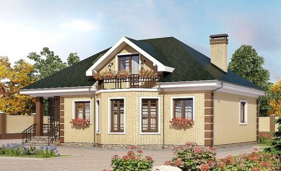 150-013-Л Проект двухэтажного дома мансардой, классический коттедж из кирпича Кызыл | Проекты домов от House Expert