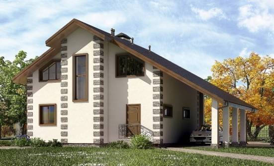 150-003-Л Проект двухэтажного дома мансардой, гараж, экономичный коттедж из дерева Кызыл | Проекты домов от House Expert