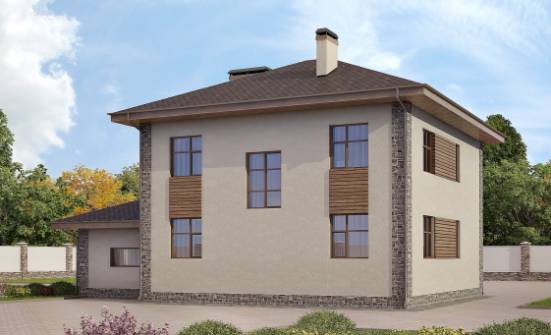 185-004-П Проект двухэтажного дома, гараж, уютный коттедж из газобетона Кызыл | Проекты домов от House Expert