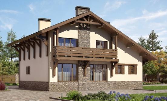 190-007-Л Проект двухэтажного дома мансардой, гараж, классический домик из кирпича Кызыл | Проекты домов от House Expert