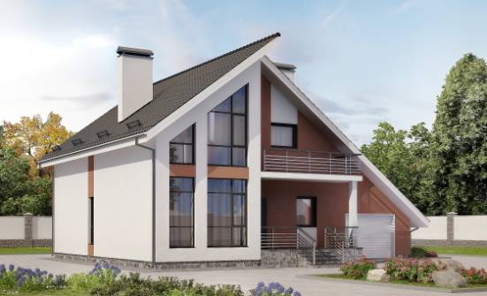 200-007-П Проект двухэтажного дома с мансардой и гаражом, уютный коттедж из поризованных блоков Кызыл | Проекты домов от House Expert