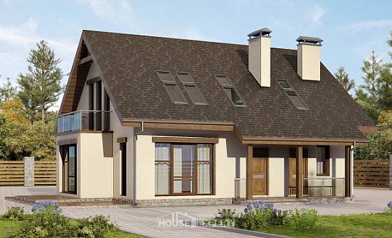 155-012-Л Проект двухэтажного дома мансардой, красивый домик из арболита Кызыл | Проекты домов от House Expert