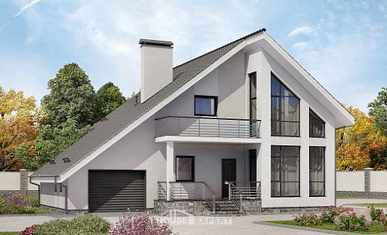 200-007-Л Проект двухэтажного дома мансардой и гаражом, красивый коттедж из твинблока Кызыл | Проекты домов от House Expert