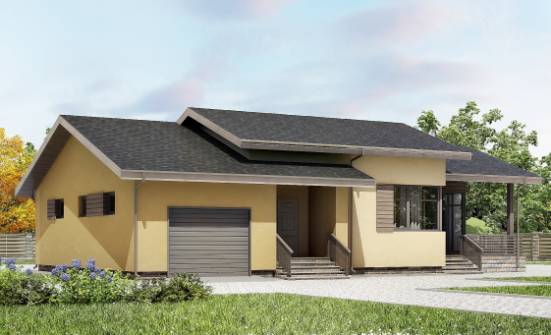 135-002-Л Проект одноэтажного дома, гараж, бюджетный домик из твинблока Кызыл | Проекты домов от House Expert