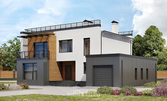 260-002-П Проект двухэтажного дома и гаражом, уютный загородный дом из пеноблока Кызыл | Проекты домов от House Expert