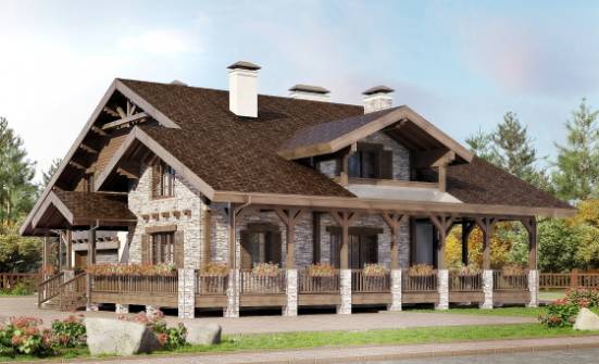 340-003-П Проект двухэтажного дома с мансардным этажом и гаражом, классический домик из кирпича Кызыл | Проекты домов от House Expert