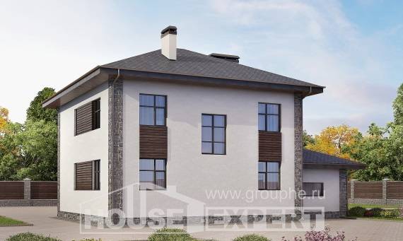 185-004-Л Проект двухэтажного дома и гаражом, средний дом из арболита, Кызыл