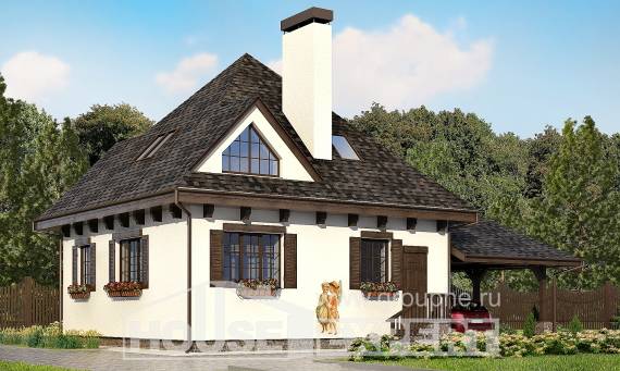110-002-Л Проект двухэтажного дома мансардный этаж и гаражом, бюджетный загородный дом из бризолита, Кызыл