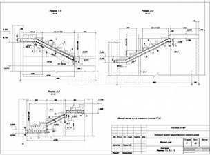 Лестница. Разрезы 1-1, 2-2, 3-3