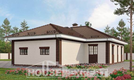 160-015-П Проект одноэтажного дома и гаражом, красивый коттедж из арболита, Кызыл