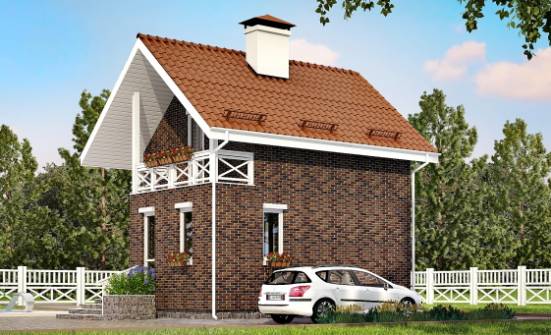 045-001-Л Проект двухэтажного дома с мансардным этажом, эконом загородный дом из бризолита Кызыл | Проекты домов от House Expert