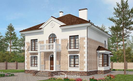 220-008-П Проект двухэтажного дома, красивый коттедж из кирпича, Кызыл