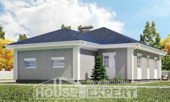 130-002-П Проект одноэтажного дома, гараж, небольшой домик из поризованных блоков, Кызыл