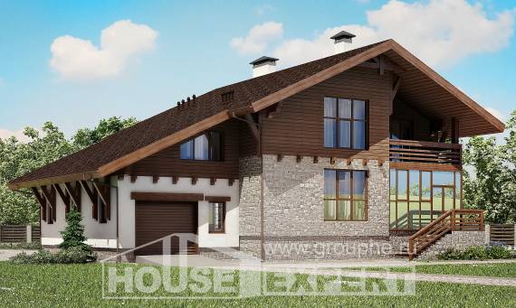 420-001-П Проект трехэтажного дома с мансардным этажом, гараж, большой коттедж из кирпича, Кызыл