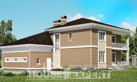 335-002-П Проект двухэтажного дома, гараж, красивый загородный дом из кирпича, Кызыл