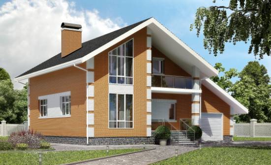 190-006-П Проект двухэтажного дома мансардой, гараж, простой домик из керамзитобетонных блоков, Кызыл