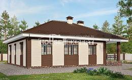 160-015-П Проект одноэтажного дома и гаражом, уютный дом из теплоблока, Кызыл