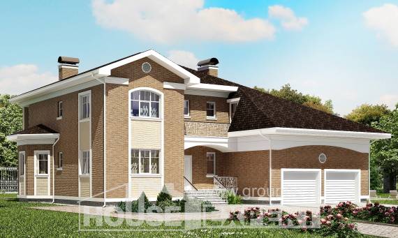 335-002-П Проект двухэтажного дома и гаражом, красивый дом из кирпича, Кызыл