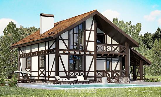 155-002-П Проект двухэтажного дома с мансардным этажом, гараж, компактный домик из арболита, Кызыл