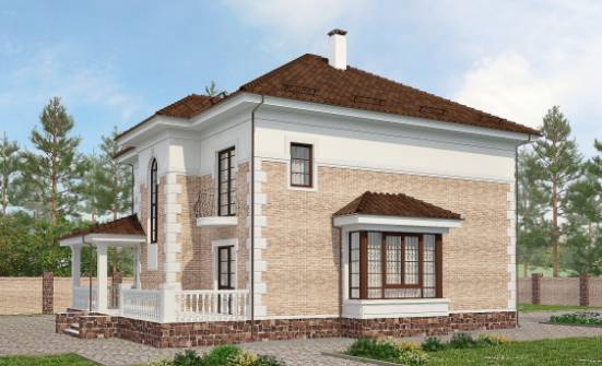 220-008-П Проект двухэтажного дома, красивый коттедж из кирпича, Кызыл