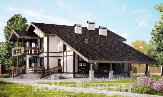 250-002-Л Проект двухэтажного дома с мансардой и гаражом, классический дом из кирпича, Кызыл