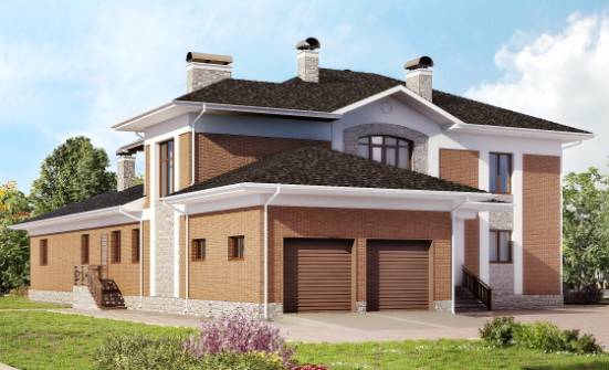 520-002-Л Проект трехэтажного дома и гаражом, огромный домик из теплоблока, Кызыл