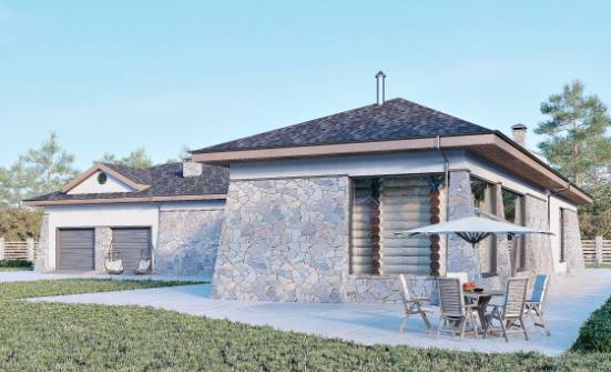 280-004-Л Проект одноэтажного дома, гараж, классический коттедж из блока Кызыл | Проекты домов от House Expert
