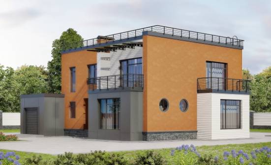260-002-Л Проект двухэтажного дома, гараж, современный коттедж из пеноблока Кызыл | Проекты домов от House Expert