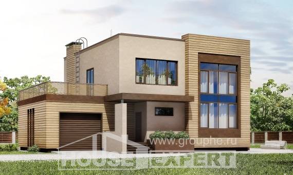 220-003-Л Проект двухэтажного дома и гаражом, простой загородный дом из теплоблока, Кызыл