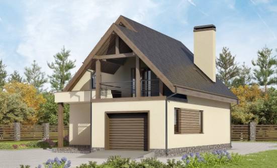 120-005-Л Проект двухэтажного дома с мансардой, гараж, простой коттедж из теплоблока Кызыл | Проекты домов от House Expert