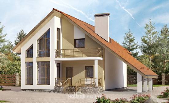 170-009-П Проект двухэтажного дома с мансардным этажом и гаражом, простой коттедж из керамзитобетонных блоков, Кызыл