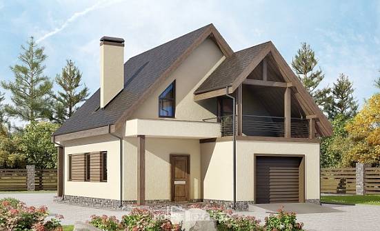 120-005-Л Проект двухэтажного дома с мансардой, гараж, простой коттедж из теплоблока Кызыл | Проекты домов от House Expert